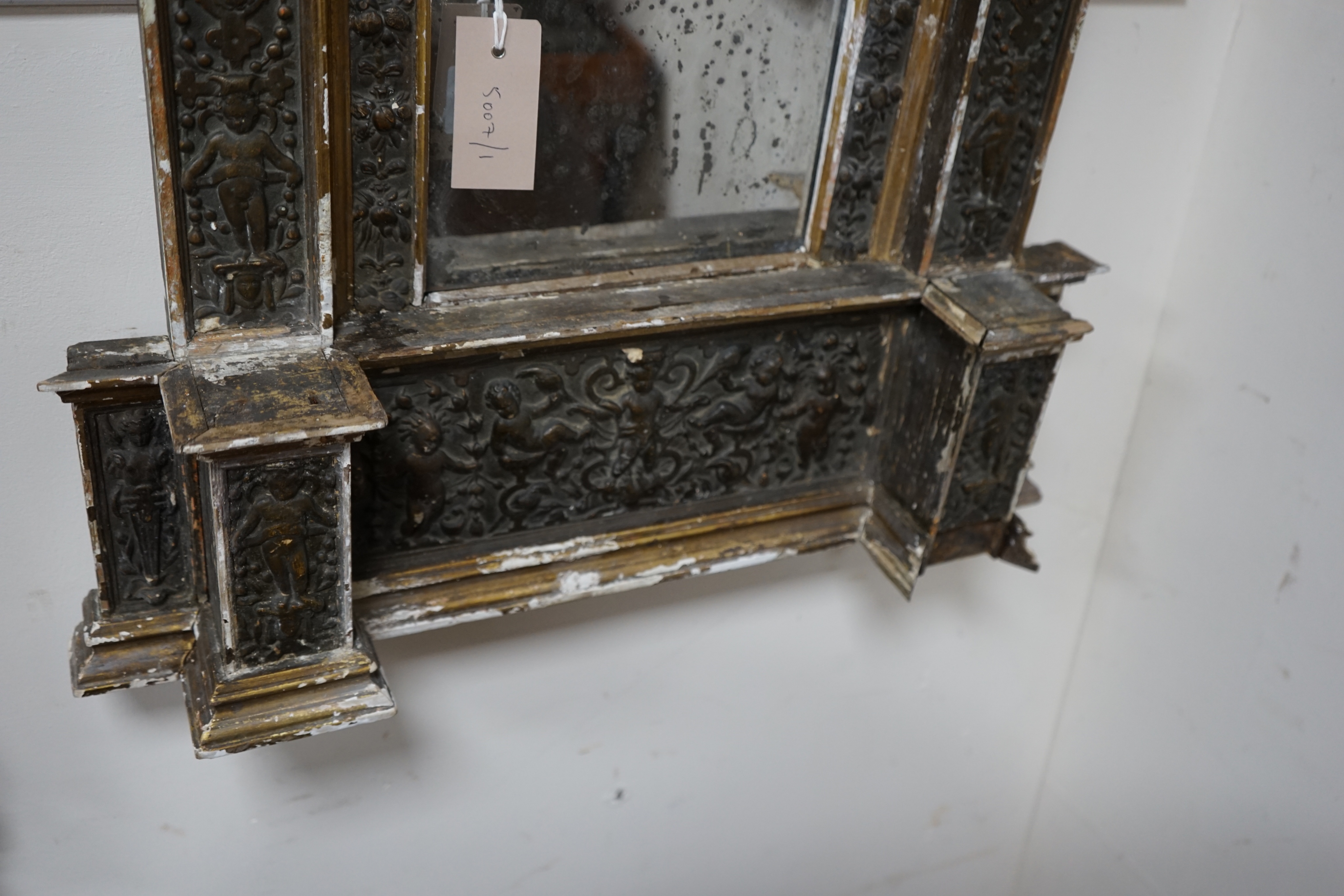 A 19th century Italian giltwood and gesso wall mirror, width 51cm height 57cm